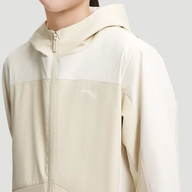 安踏儿童 三防保暖梭织简约夹克外套 杏色 青少年