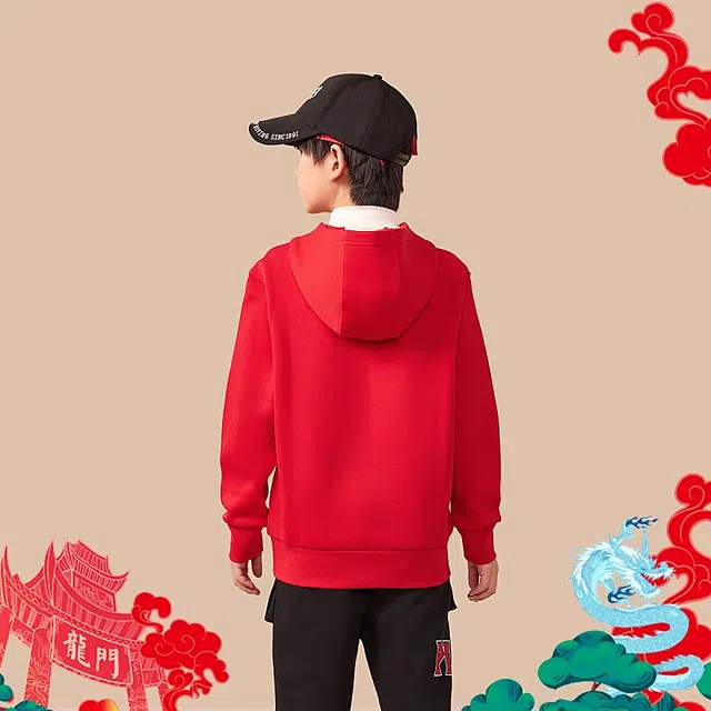 安踏儿童 龙年系列 新年款 初登龙门 童装 中腰字母印花针织运动裤 儿童款 梦幻黑