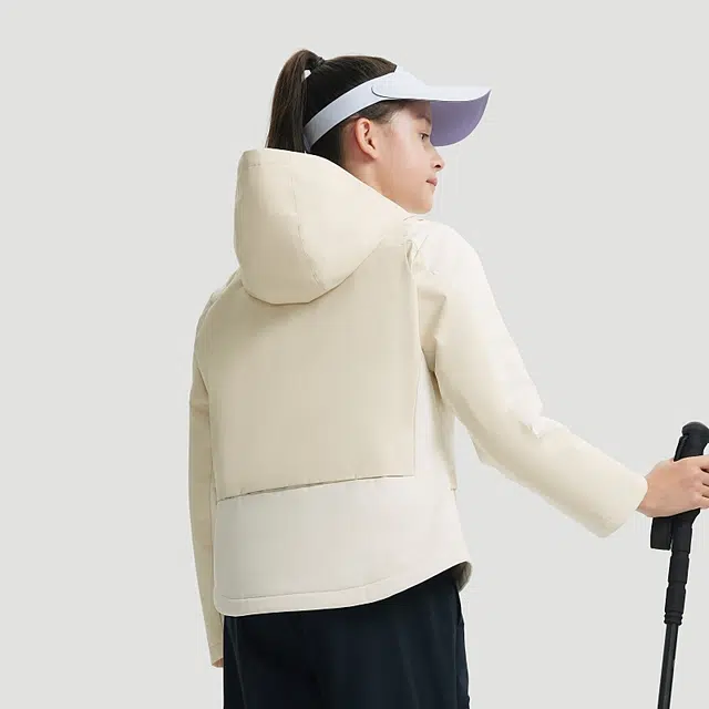 安踏儿童 三防保暖梭织简约夹克外套 杏色 青少年