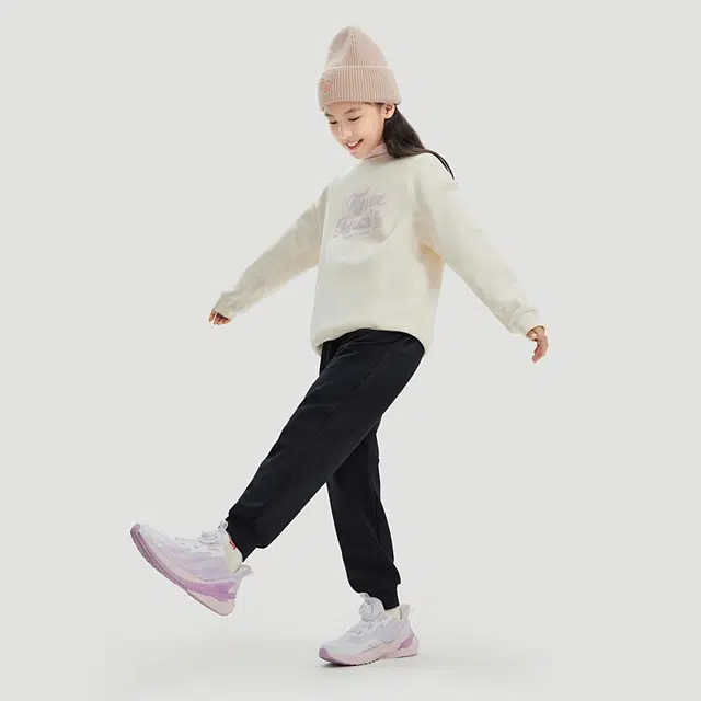 青少年 安踏儿童 百搭纯色舒适时尚针织运动裤 梦幻黑