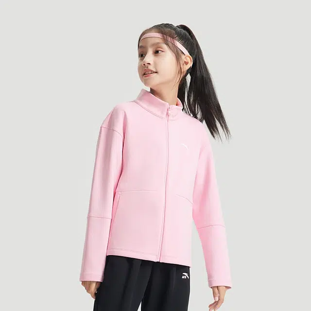 安踏儿童 简约立领拉链时尚夹克外套 霓裳粉 青少年
