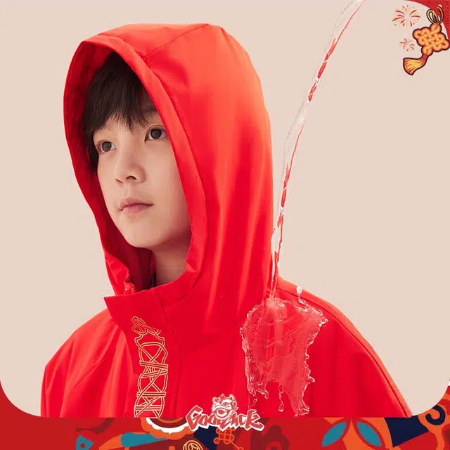 安踏儿童夹克 防泼水潮流舒适百搭连帽外套 红色 青少年