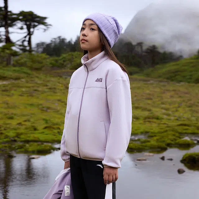 安踏儿童 防风雨科技 摇粒绒内胆三合一外套 连帽舒适时尚冲锋衣 浅雾紫/梅花紫 青少年