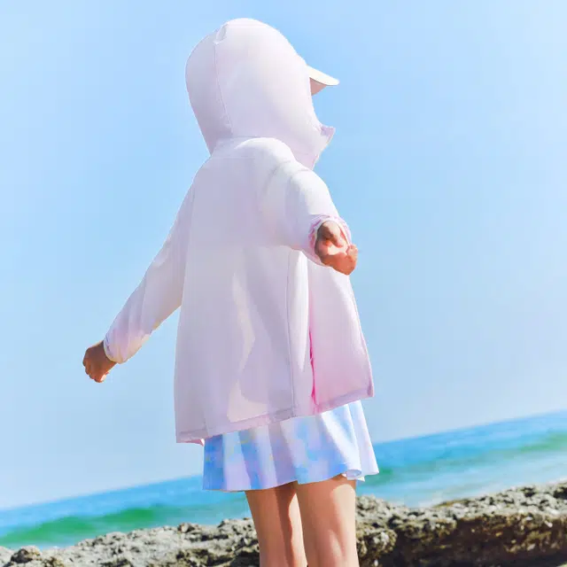 安踏儿童户外服 综训系列 时尚针织连帽运动 黛粉红/满印 青少年