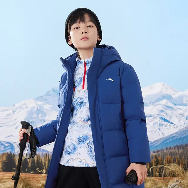 安踏儿童 轻盈保暖时尚柔软羽绒服 涡轮蓝 青少年