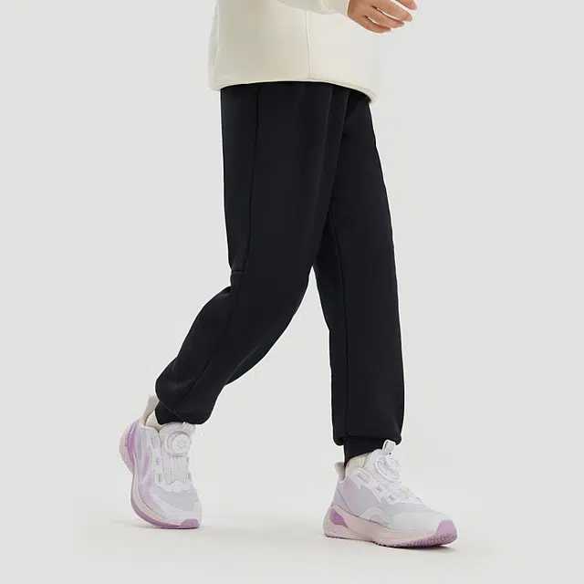 青少年 安踏儿童 百搭纯色舒适时尚针织运动裤 梦幻黑