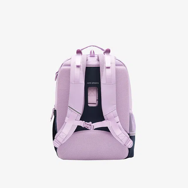 安踏儿童 护脊平衡拉链开合物 织 双肩包 常规 儿童款 粉紫/藏青