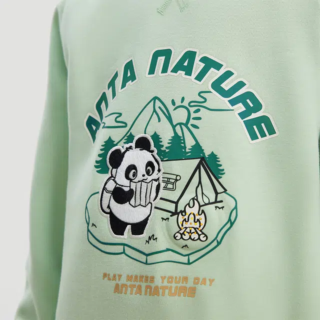 安踏儿童 圆领时尚柔软轻盈卫衣 飘带绿 中小童