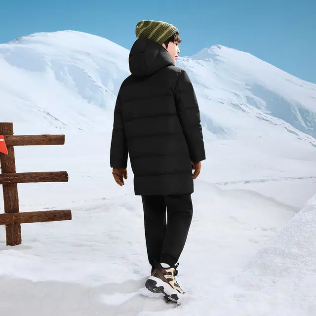 安踏儿童羽绒服 保暖中长梭织连帽鸭绒 儿童款