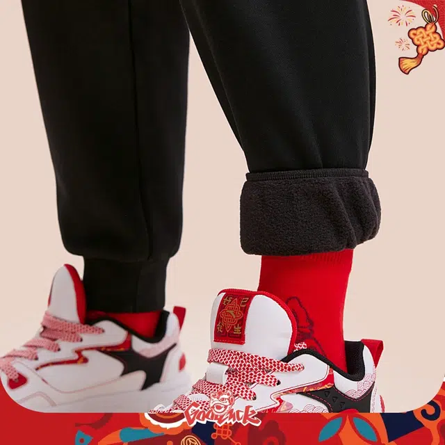 青少年 安踏儿童针织运动裤 时尚舒适百搭字母亲肤 黑色