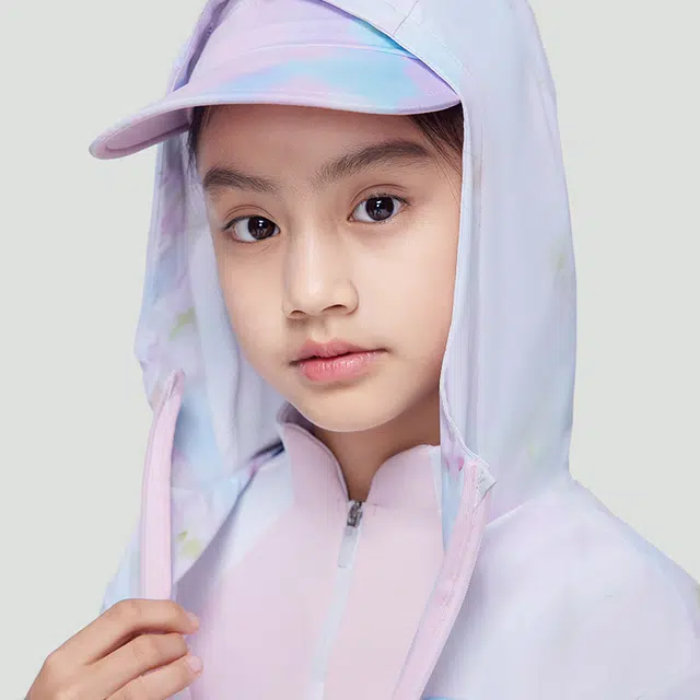 安踏儿童 撞色拼接长袖连帽休闲夹克外套 儿童款 纯净白/暖居粉