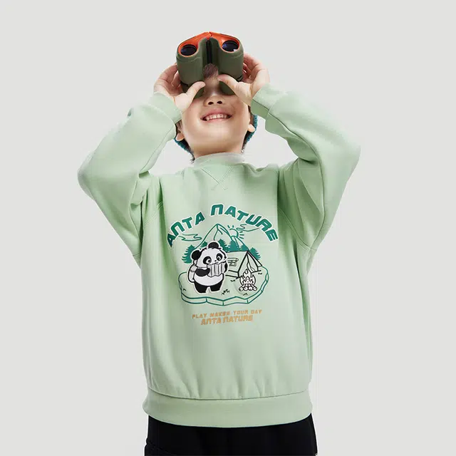 安踏儿童 圆领时尚柔软轻盈卫衣 飘带绿 中小童