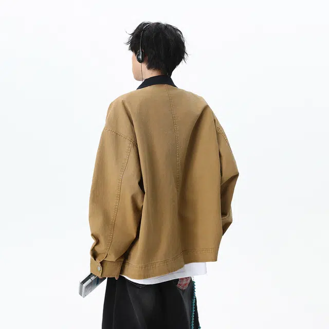 行更远 美式复古工装水洗做旧外套秋季夹克 男女同款