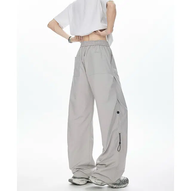 行更远 美式高街速干凉感褶皱小众设计感高级感户外运动登山徒步宽松百搭舒适垂感夏季伞兵休闲裤 男女同款