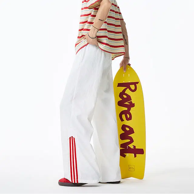 行更远 美式高街条纹设计户外登山徒步运动骑行速干透气日常通勤宽松百搭舒适薄款休闲工装裤 男女同款