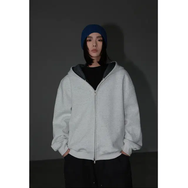行更远 美式双色连帽开衫潮牌重磅百搭休闲外套宽松慵懒感卫衣 男女同款