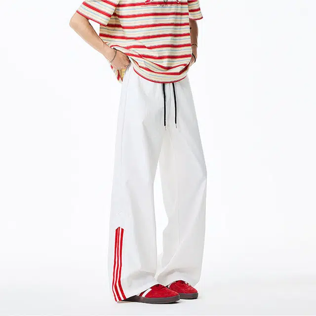 行更远 美式高街条纹设计户外登山徒步运动骑行速干透气日常通勤宽松百搭舒适薄款休闲工装裤 男女同款