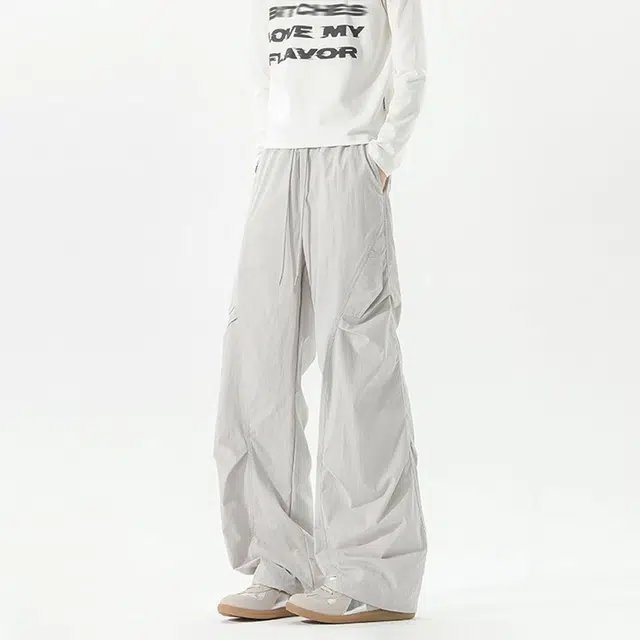 行更远 美式街头褶皱小众设计感高级感高街痞帅户外登山露营骑行运动日常通勤宽松百搭舒适亲肤直筒伞兵工装休闲裤 男女同款