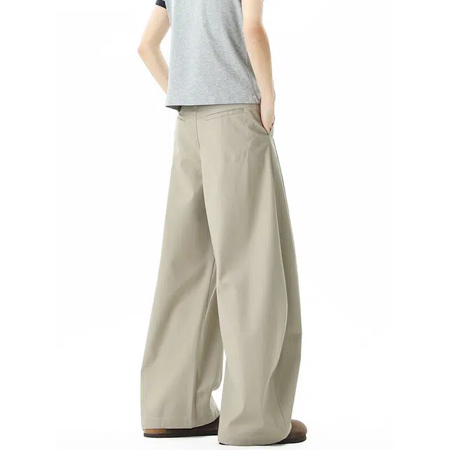 行更远 美式弯刀简约垂感拖地高级设计感西装裤 男女同款