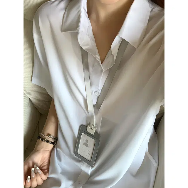 行更远 美式纯色基础款抗皱冰丝垂感衬衣高级感户外日常通勤学院风宽松百搭舒适休闲夏季翻领短袖衬衫 男女同款