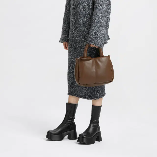 CHARLES&KEITH Noir Dark Brown Medium PU Shoulder Bag