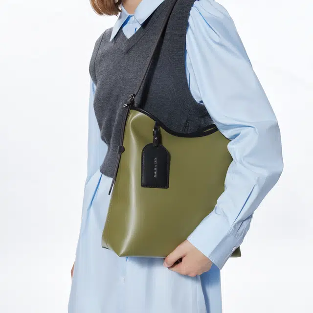 CHARLESKEITH PU Tote BlackGreyOlive