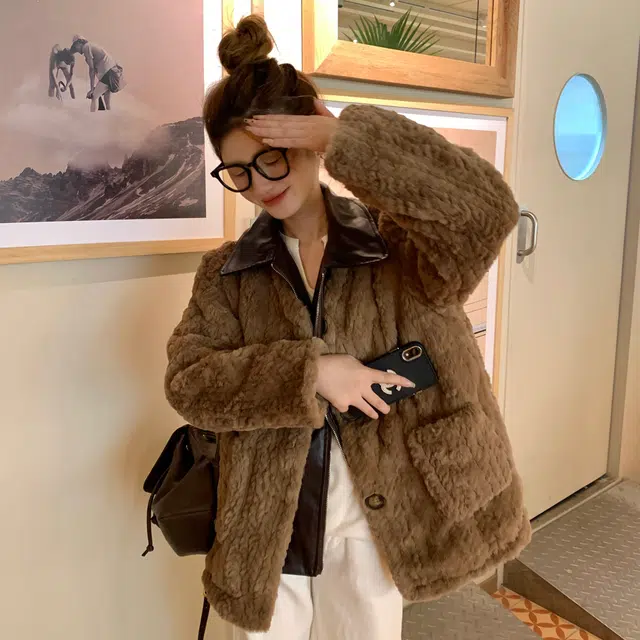 花山家的猫 可拆卸领小香风长袖棉服 女款