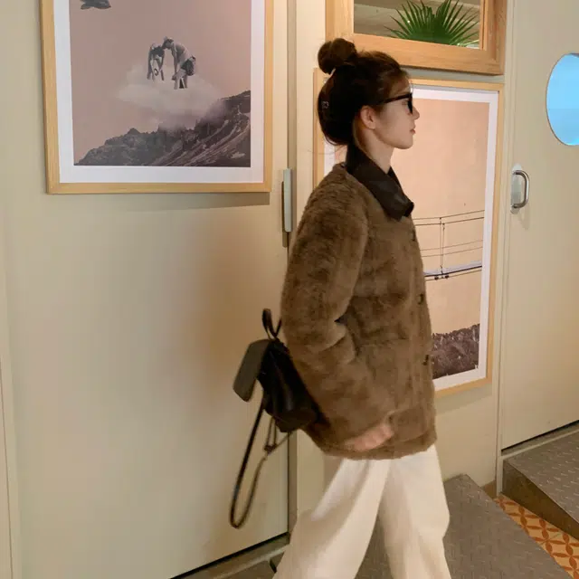花山家的猫 可拆卸领小香风长袖棉服 女款