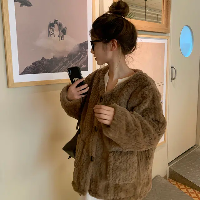 花山家的猫 可拆卸领小香风长袖棉服 女款