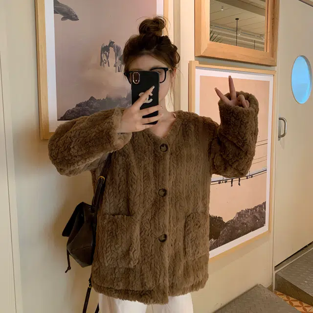 花山家的猫 可拆卸领小香风长袖棉服 女款