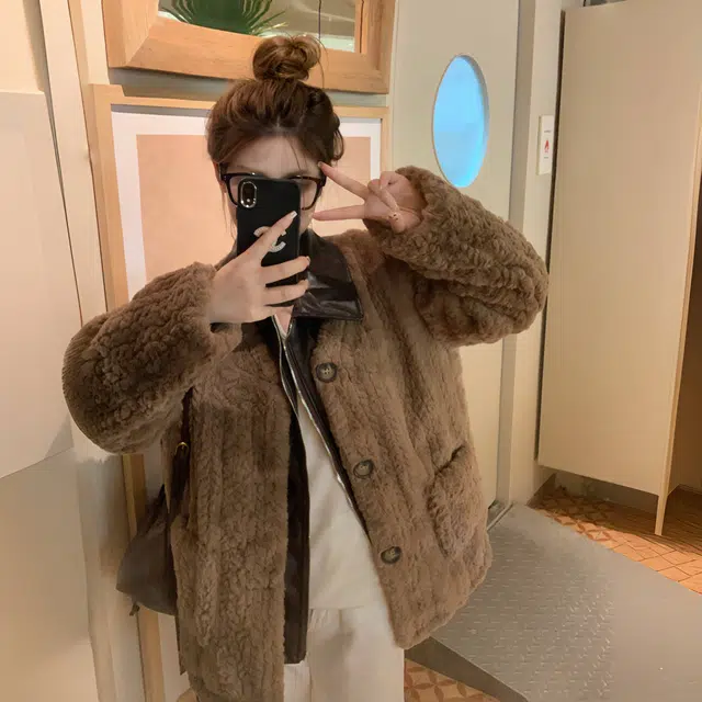花山家的猫 可拆卸领小香风长袖棉服 女款