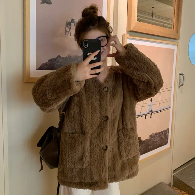 花山家的猫 可拆卸领小香风长袖棉服 女款