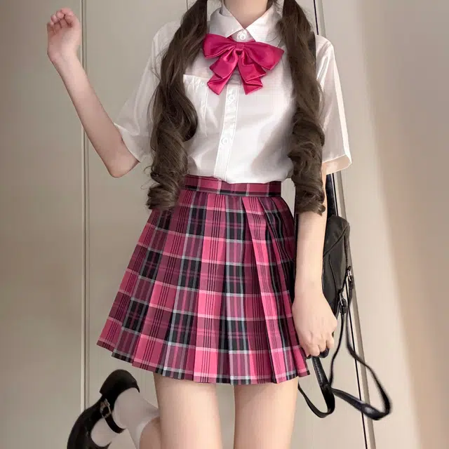 花山家的猫 校供甜美纯欲学姐口袋短袖衬衫百褶裙制服 女款