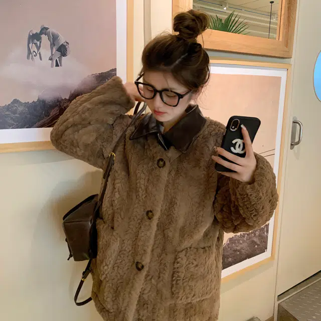 花山家的猫 可拆卸领小香风长袖棉服 女款