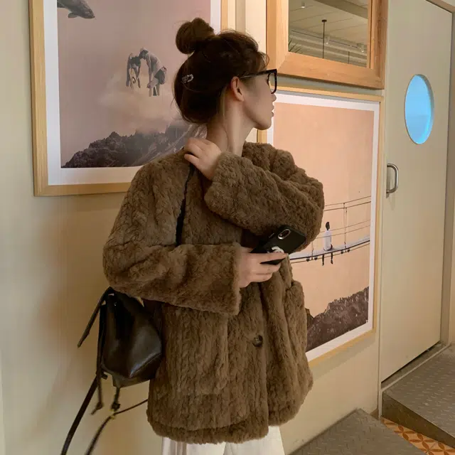 花山家的猫 可拆卸领小香风长袖棉服 女款