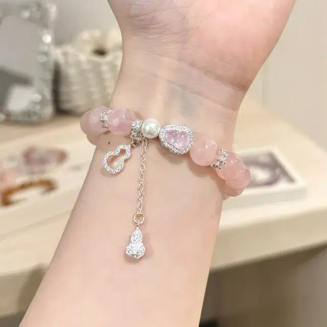 潮小金 葫芦福禄福气满满 甜美可爱气质梦幻转运#好运天然 粉水晶 手串 女款