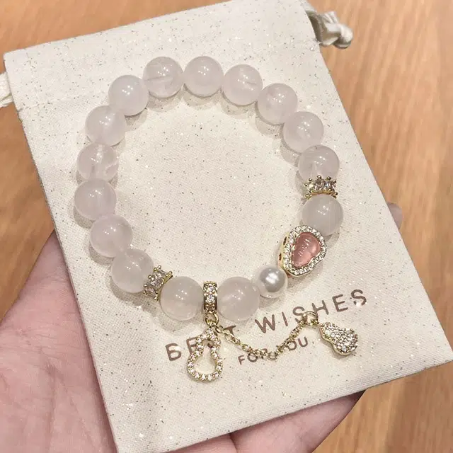 潮小金 桃花旺葫芦福禄甜美荔枝冻 樱桃粉嫩小众百搭甜美日常 新中式转运#好运天然 粉水晶 手串 女款