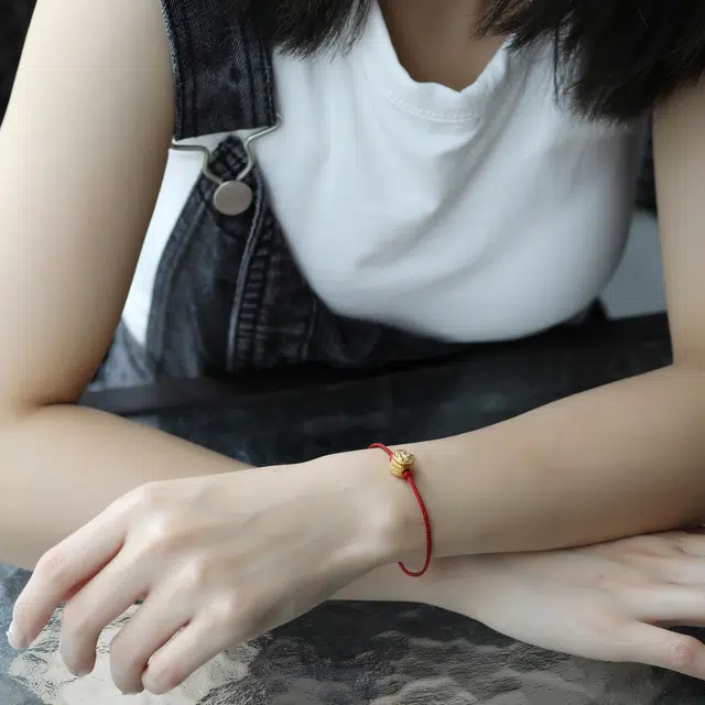 潮小金 时来运转 独角兽转动串珠 足金 一口价 黄金吊坠 女款
