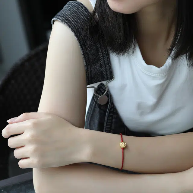 潮小金 时来运转 独角兽转动串珠 足金 一口价 黄金吊坠 女款