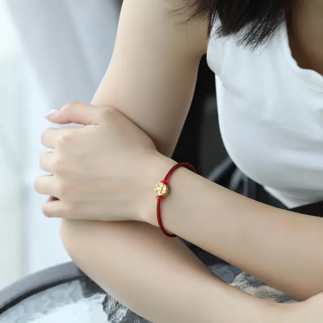 潮小金 十二花神系列-七月蜀葵串珠 足金 一口价 黄金吊坠 女款