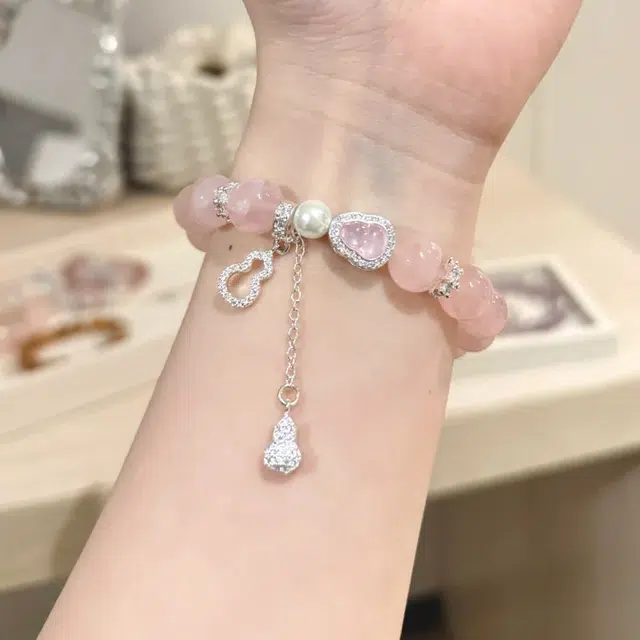 潮小金 葫芦福禄福气满满 甜美可爱气质梦幻转运#好运天然 粉水晶 手串 女款