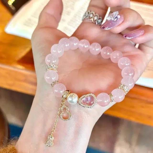 潮小金 桃花旺葫芦福禄甜美荔枝冻 樱桃粉嫩小众百搭甜美日常 新中式转运#好运天然 粉水晶 手串 女款