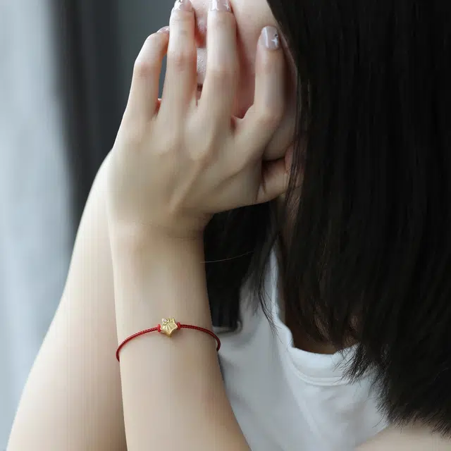 潮小金 心愿系列-许愿星星镶钻转运珠 足金 一口价 吊坠 女款