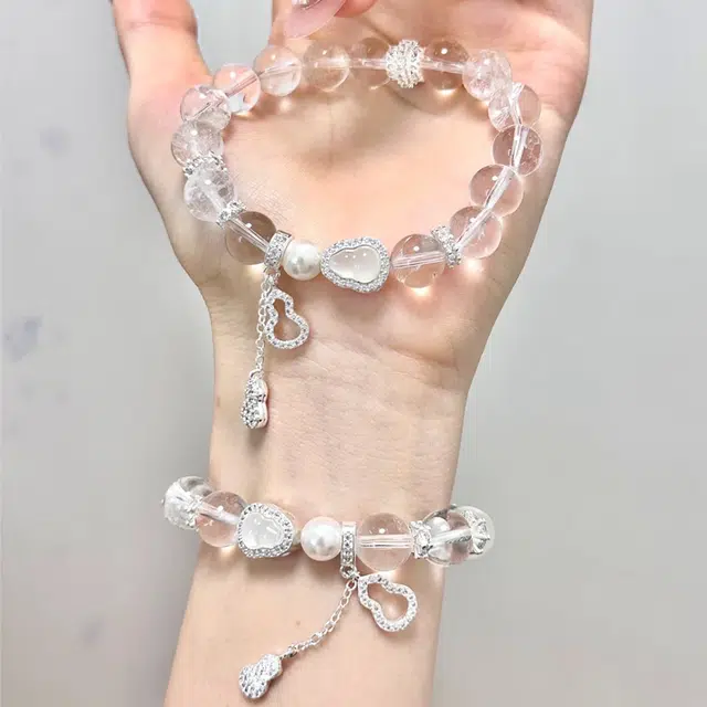 【平安顺遂 】 潮小金 福禄双全 五行能量净化磁场 葫芦 优雅小众设计高级感学业上岸 日常百搭#好运天然 白水晶 手串 女款