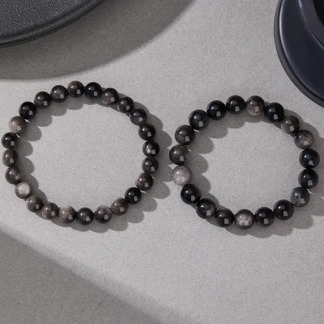 【买一赠一暴富金贴】 魔物 暮夜之光 新中式小众设计永恒之夜 简约时尚高级日常通勤百搭#好运 黑曜石 手串 男女同款情侣款