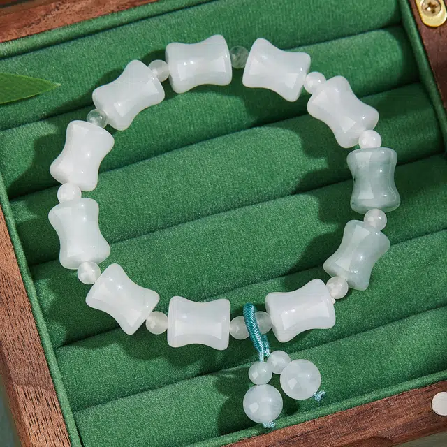 【买一赠一暴富金贴】 魔物 飘花竹节 新中式小众设计轻奢 节节高升好运竹 简约时尚招财进宝 日常通勤百搭精美礼盒 玉髓 手串 女款