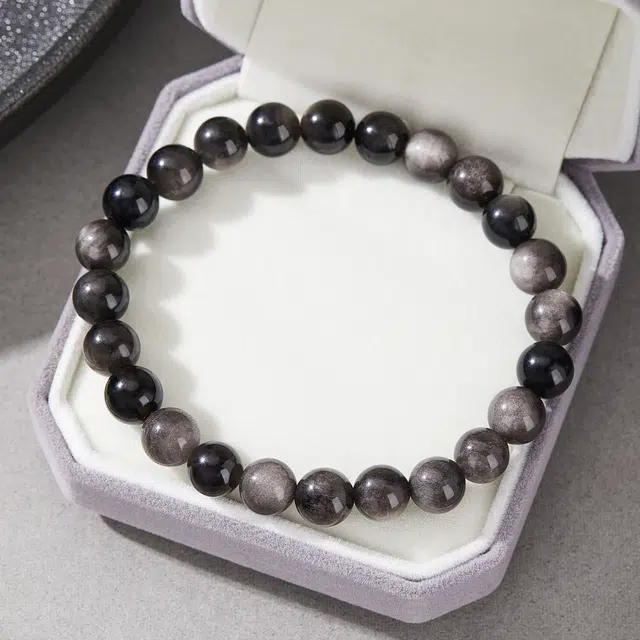 【买一赠一暴富金贴】 魔物 暮夜之光 新中式小众设计永恒之夜 简约时尚高级日常通勤百搭#好运 黑曜石 手串 男女同款情侣款