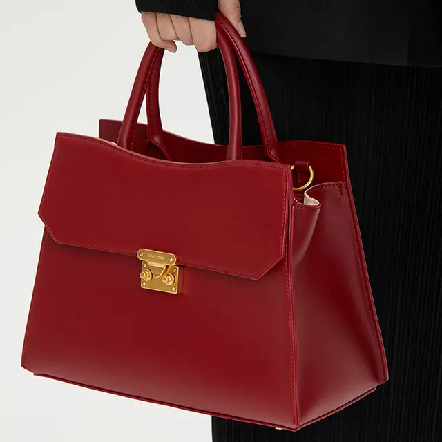 西木汀 心花怒放 小众设计金属扣新娘包气质百搭大容量 牛皮 婚包手提包单肩斜挎包 常规 女款 高级红