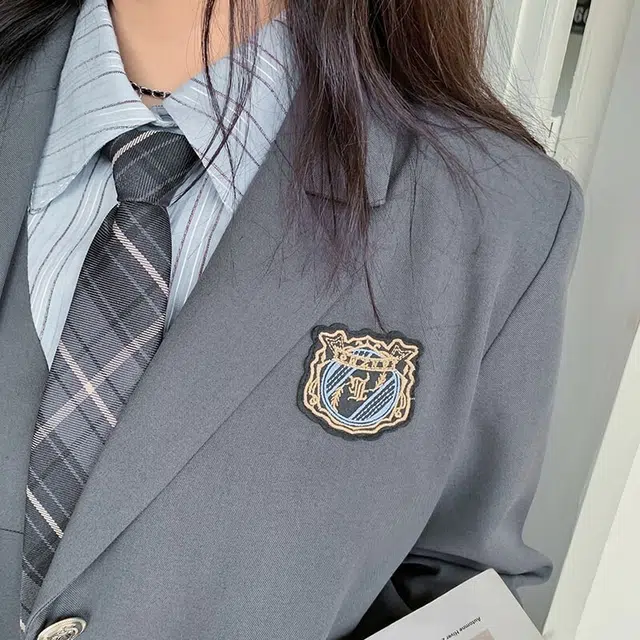 惟友 胖女生秋款秋装胖妹妹显瘦穿搭胖妹妹胖人西服外套连衣裙大码女装裙装套装 女款 复古学院风西装领带