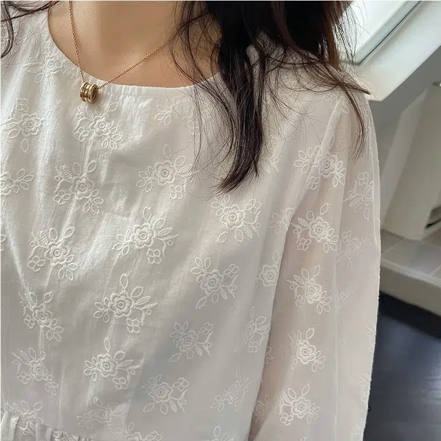 惟友 胖妹妹显瘦女装大码秋装上衣胖女孩穿搭胖女生秋款精棉刺绣简约时尚俏皮可爱衬衫 女款
